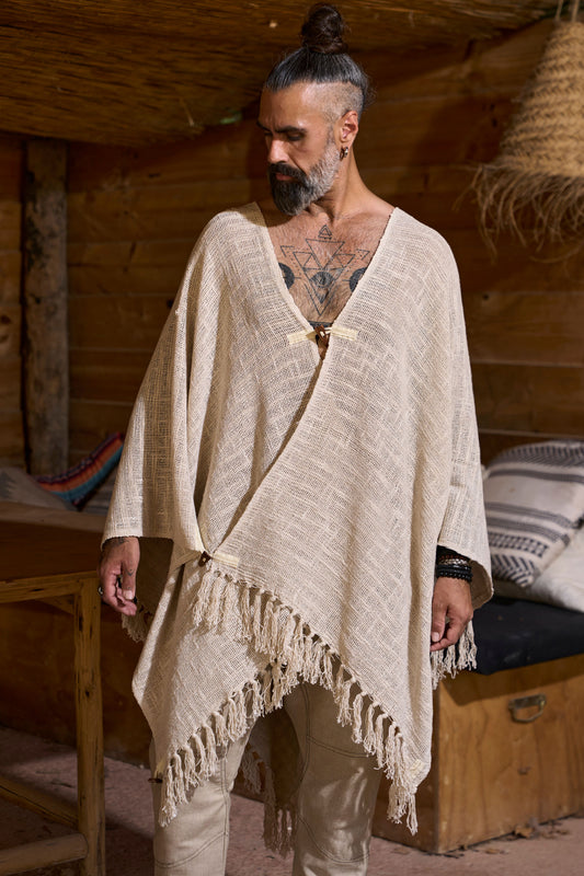 Ecru Pyramid Poncho - NAYWAJ Ibiza Outerwear