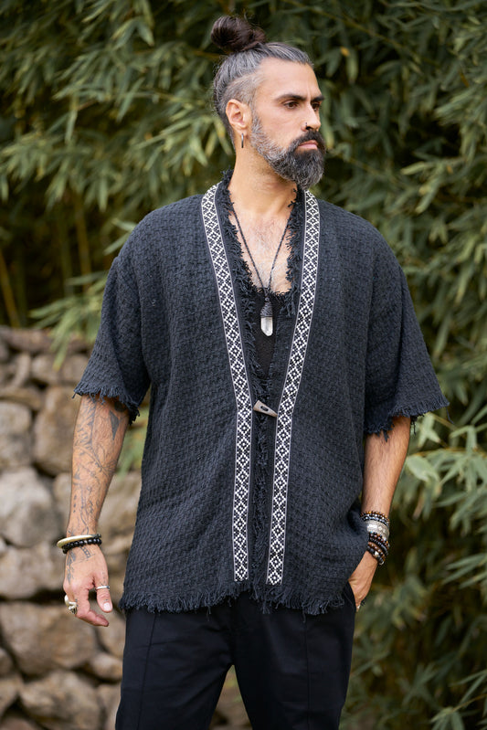 Black Woven Tottem Jacket - NAYWAJ Ibiza Outerwear