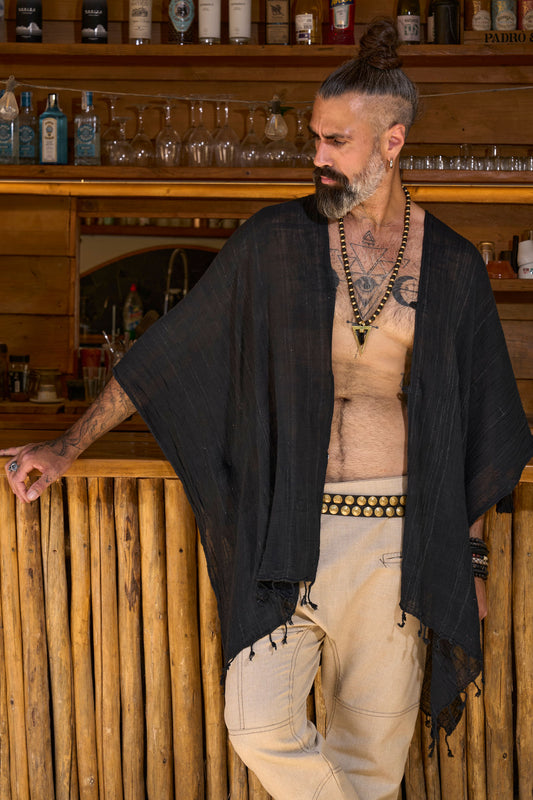 Black Nara Poncho - NAYWAJ Ibiza Outerwear
