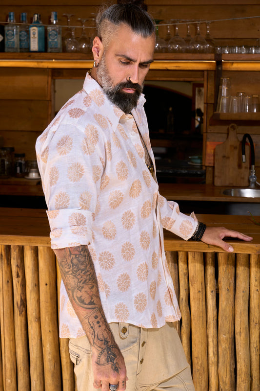 White & Gold Classic Shirt - NAYWAJ Ibiza Shirts