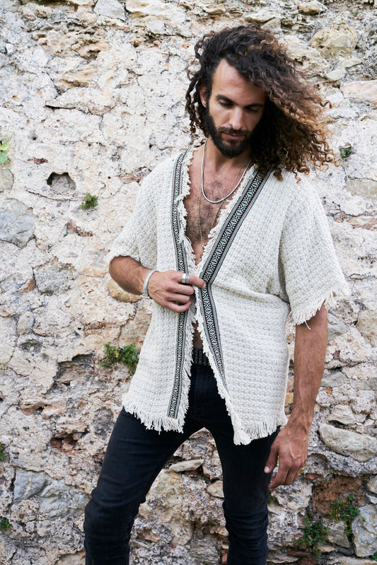 Ecru Woven Tottem Jacket - NAYWAJ Ibiza Outerwear