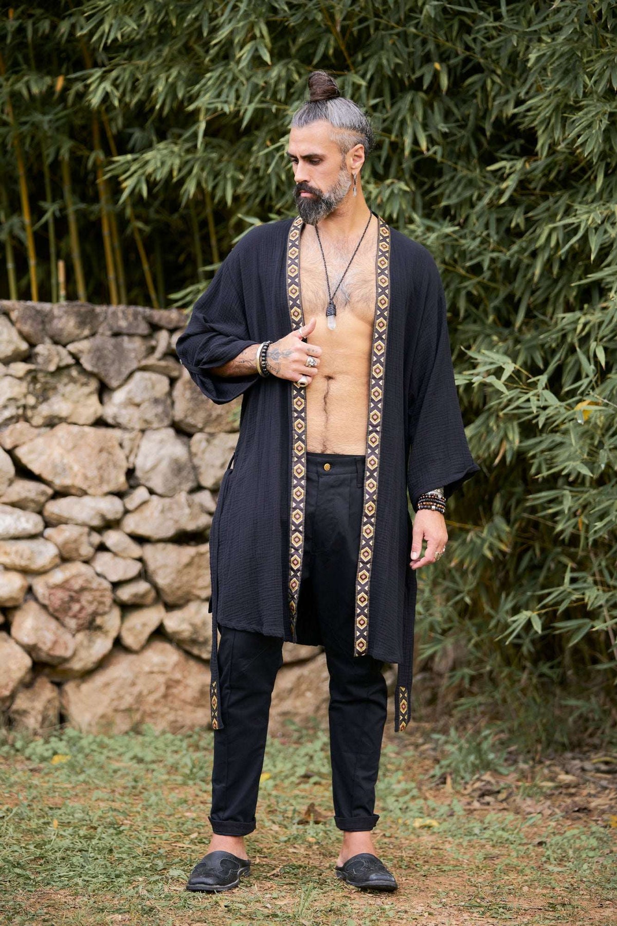 Black Organic  Kimono II - NAYWAJ Ibiza Outerwear