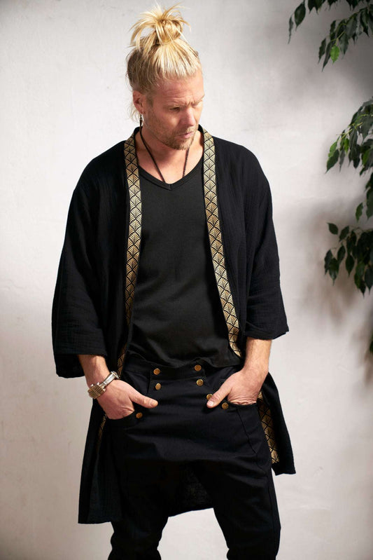 Black Organic  Kimono - NAYWAJ Ibiza Outerwear