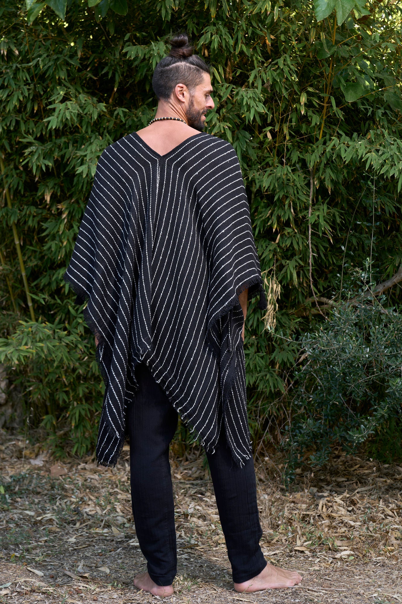 Black Woven Nara Poncho - NAYWAJ Ibiza Outerwear