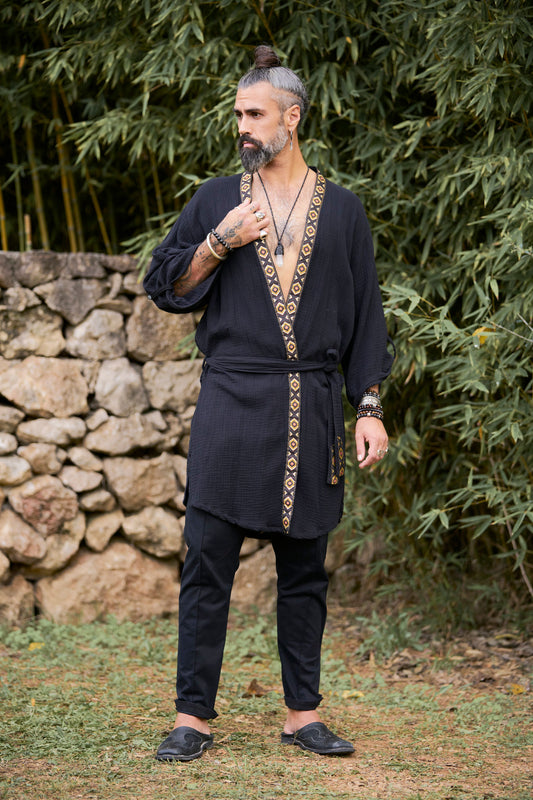 Black Organic  Kimono II - NAYWAJ Ibiza Outerwear