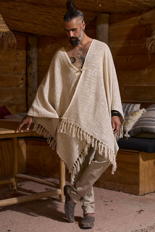 Ecru Pyramid Poncho - NAYWAJ Ibiza Outerwear