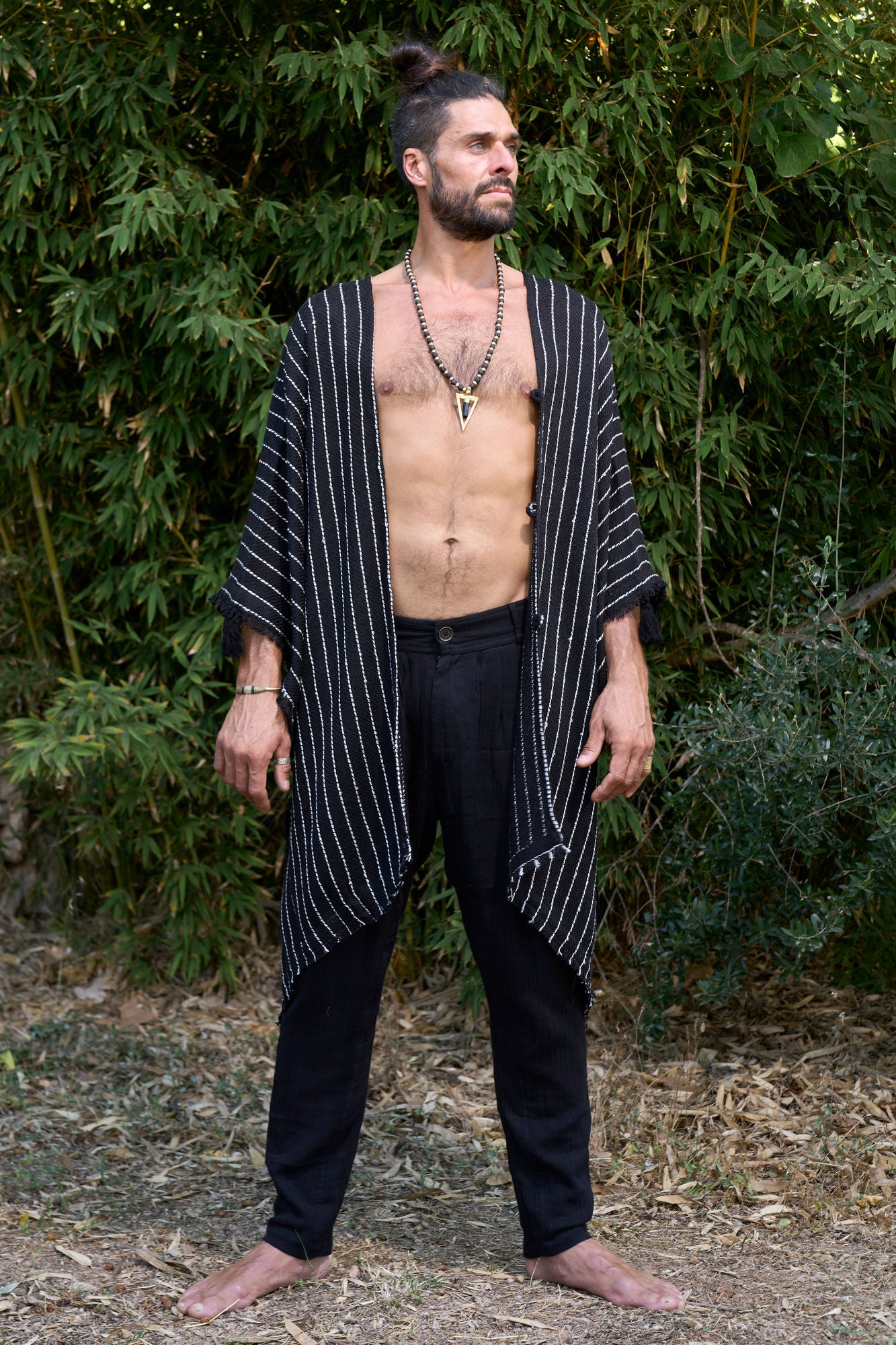 Black Woven Nara Poncho - NAYWAJ Ibiza Outerwear