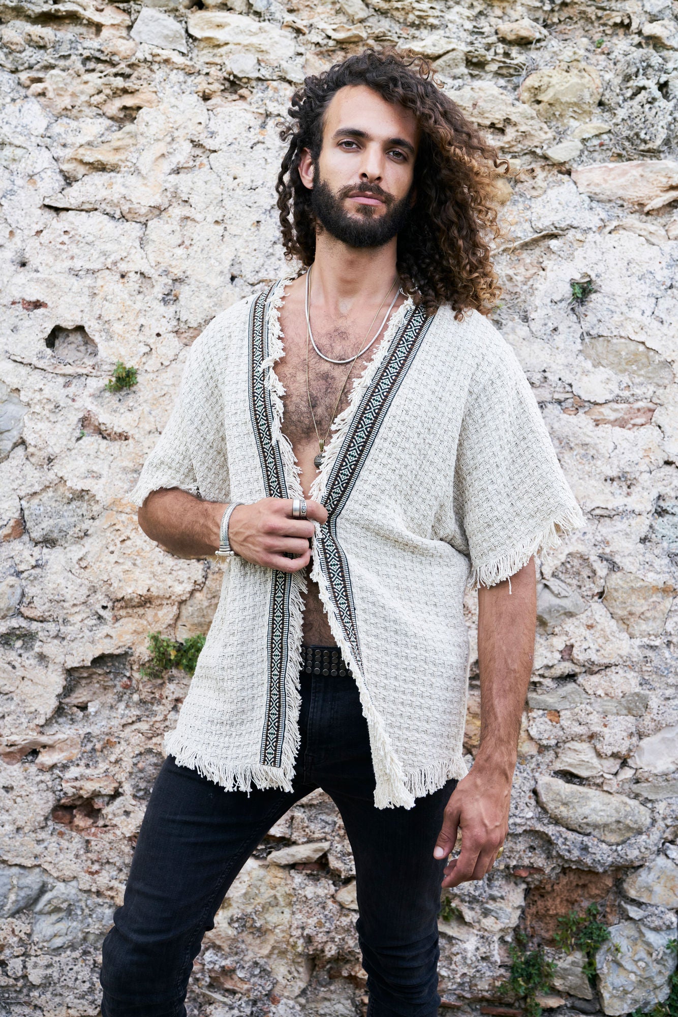 Ecru Woven Tottem Jacket - NAYWAJ Ibiza Outerwear
