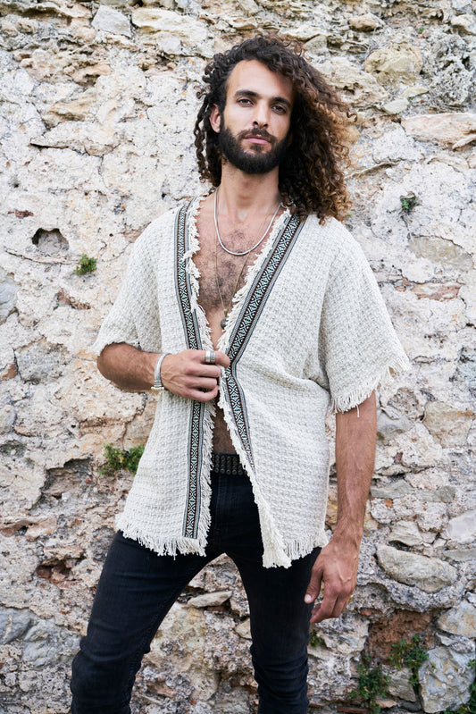 Ecru Woven Tottem Jacket - NAYWAJ Ibiza Outerwear