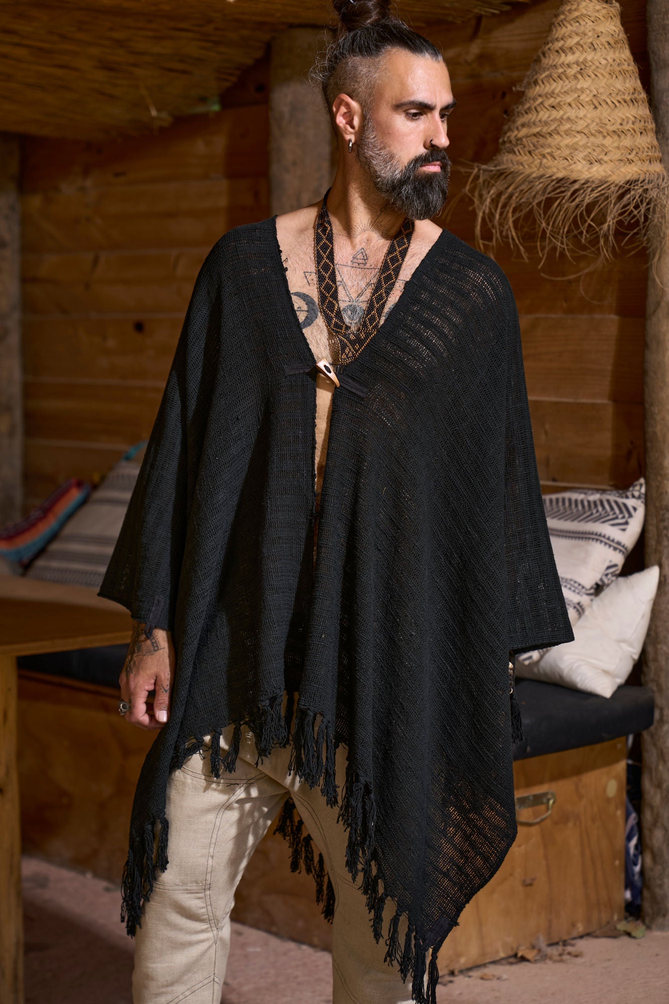 Black Pyramid Poncho - NAYWAJ Ibiza Outerwear