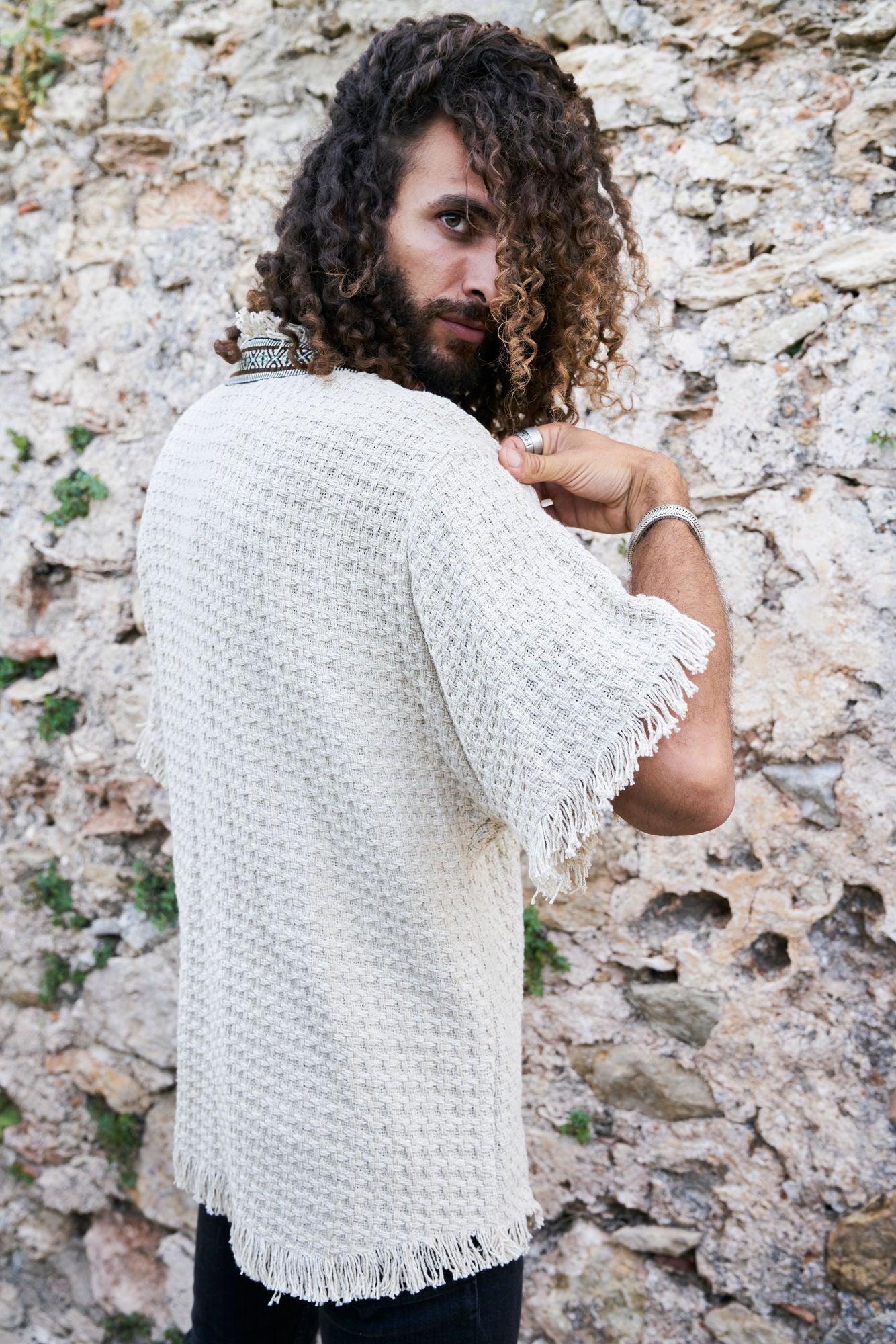 Ecru Woven Tottem Jacket - NAYWAJ Ibiza Outerwear