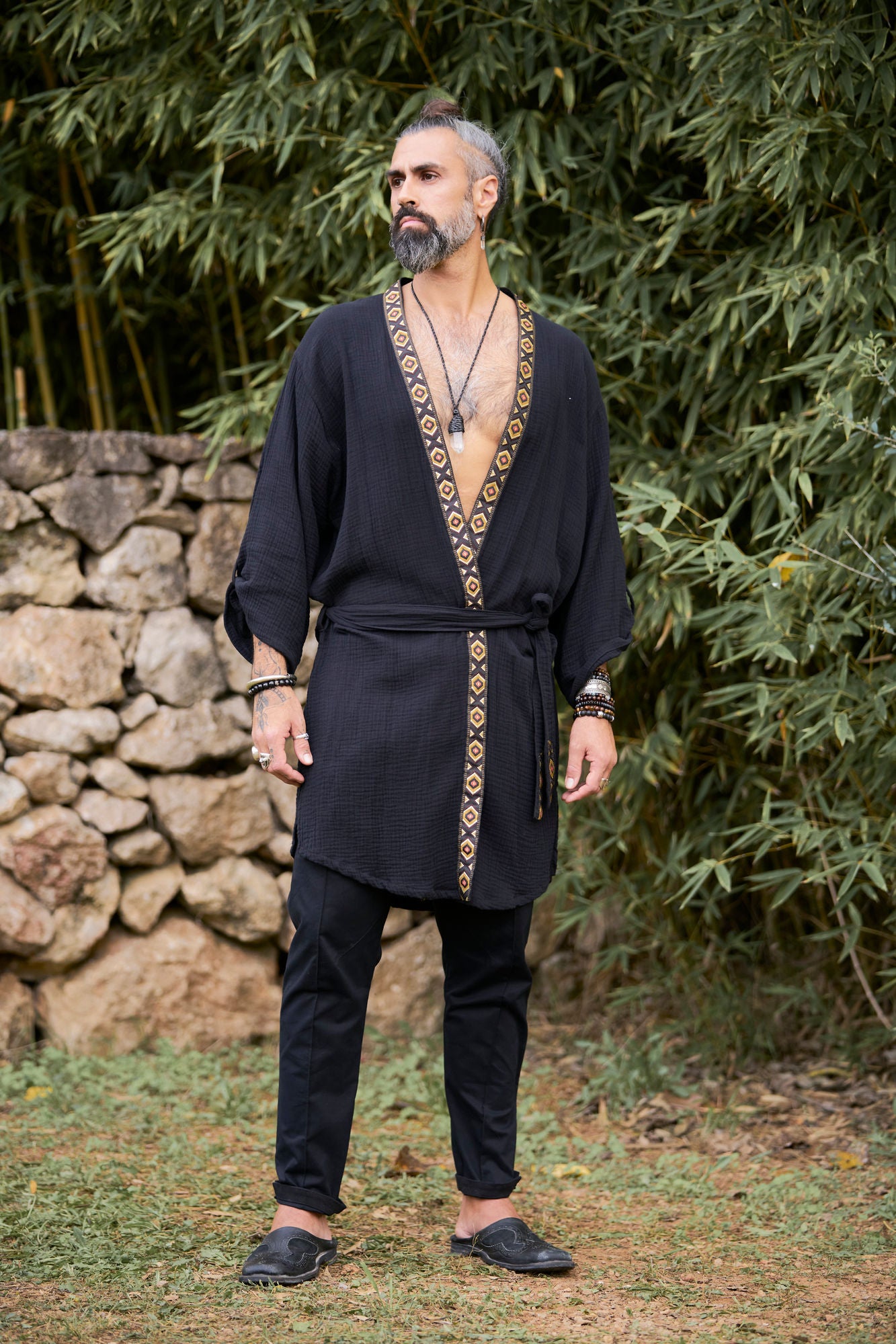 Black Organic  Kimono II - NAYWAJ Ibiza Outerwear