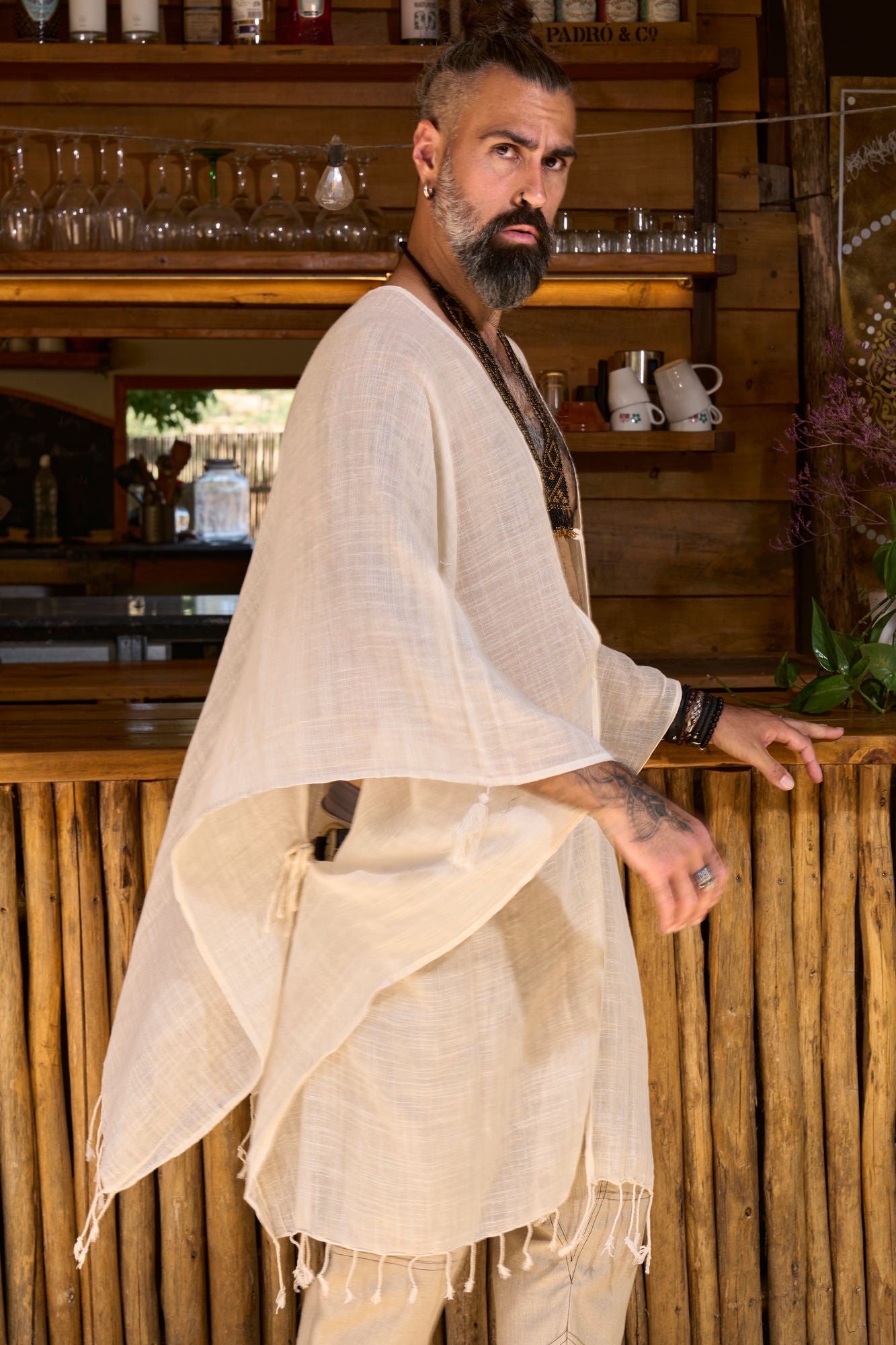 Ecru Nara Poncho - NAYWAJ Ibiza Outerwear