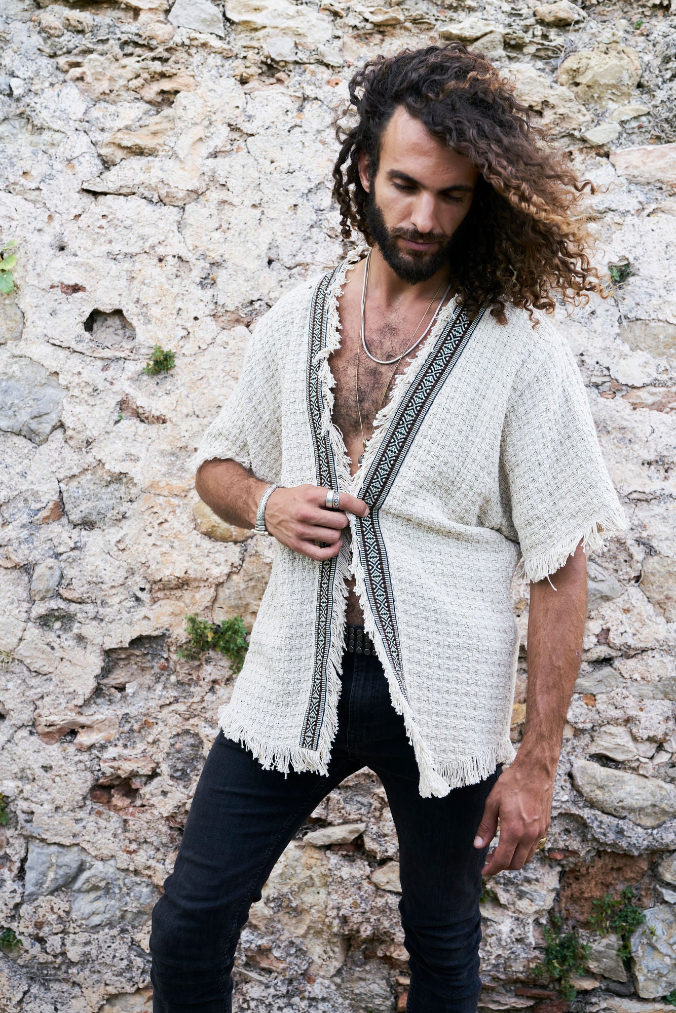 Ecru Woven Tottem Jacket - NAYWAJ Ibiza Outerwear