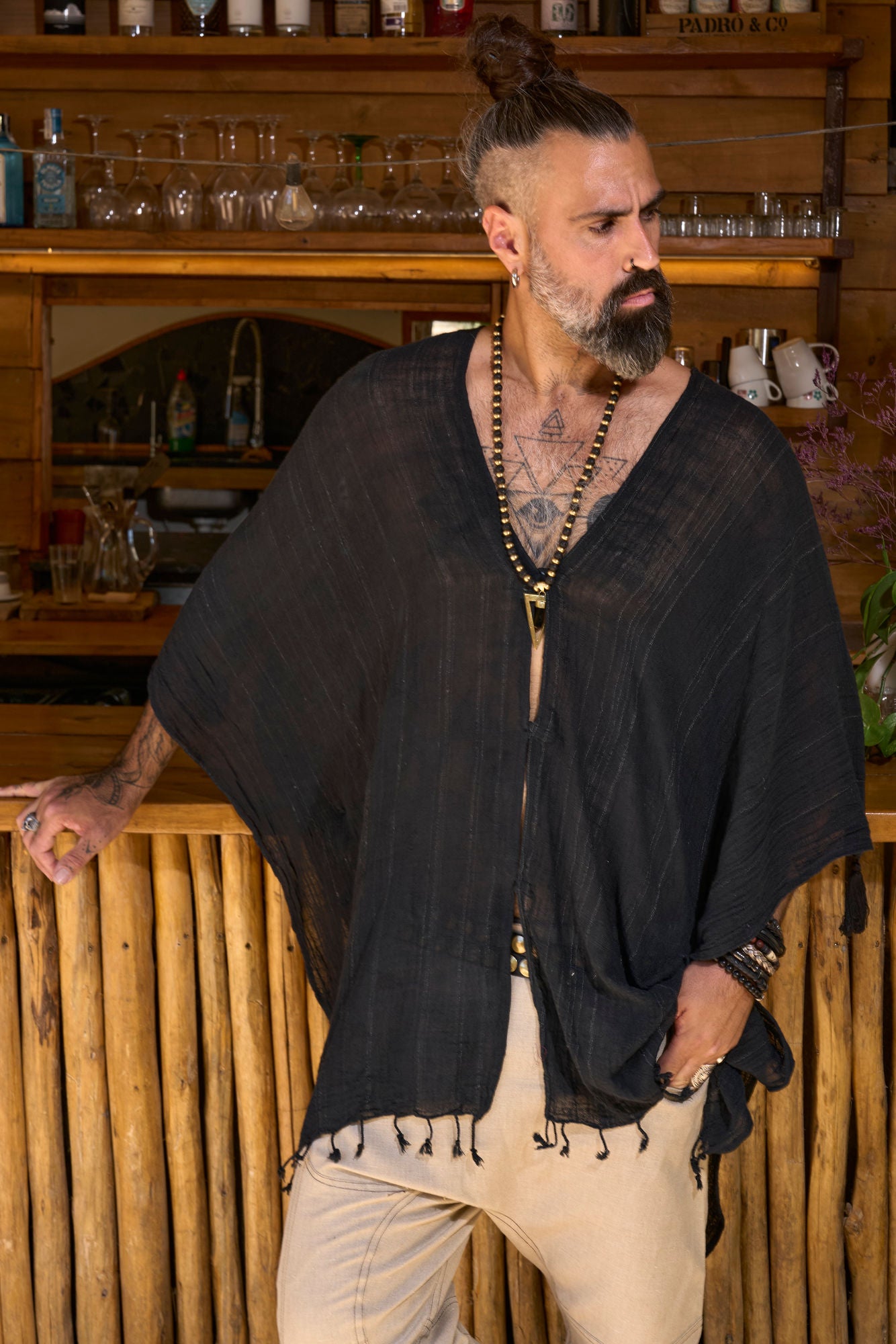 Black Nara Poncho - NAYWAJ Ibiza Outerwear