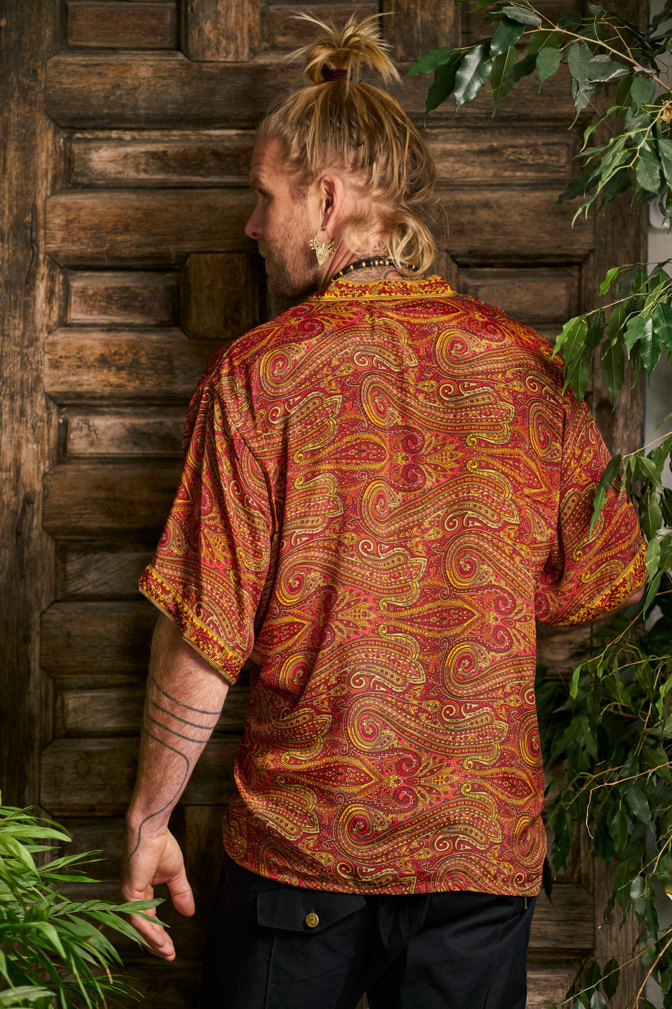 Short Red&Orange Paisley Kimono - NAYWAJ Ibiza Outerwear