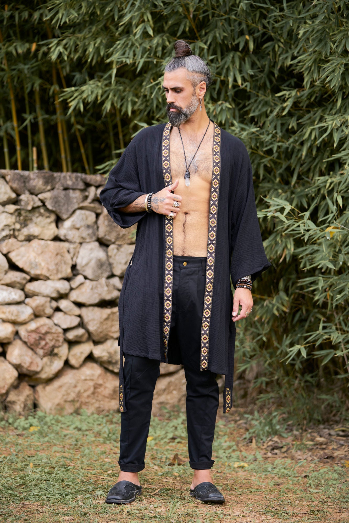 Black Organic  Kimono II - NAYWAJ Ibiza Outerwear
