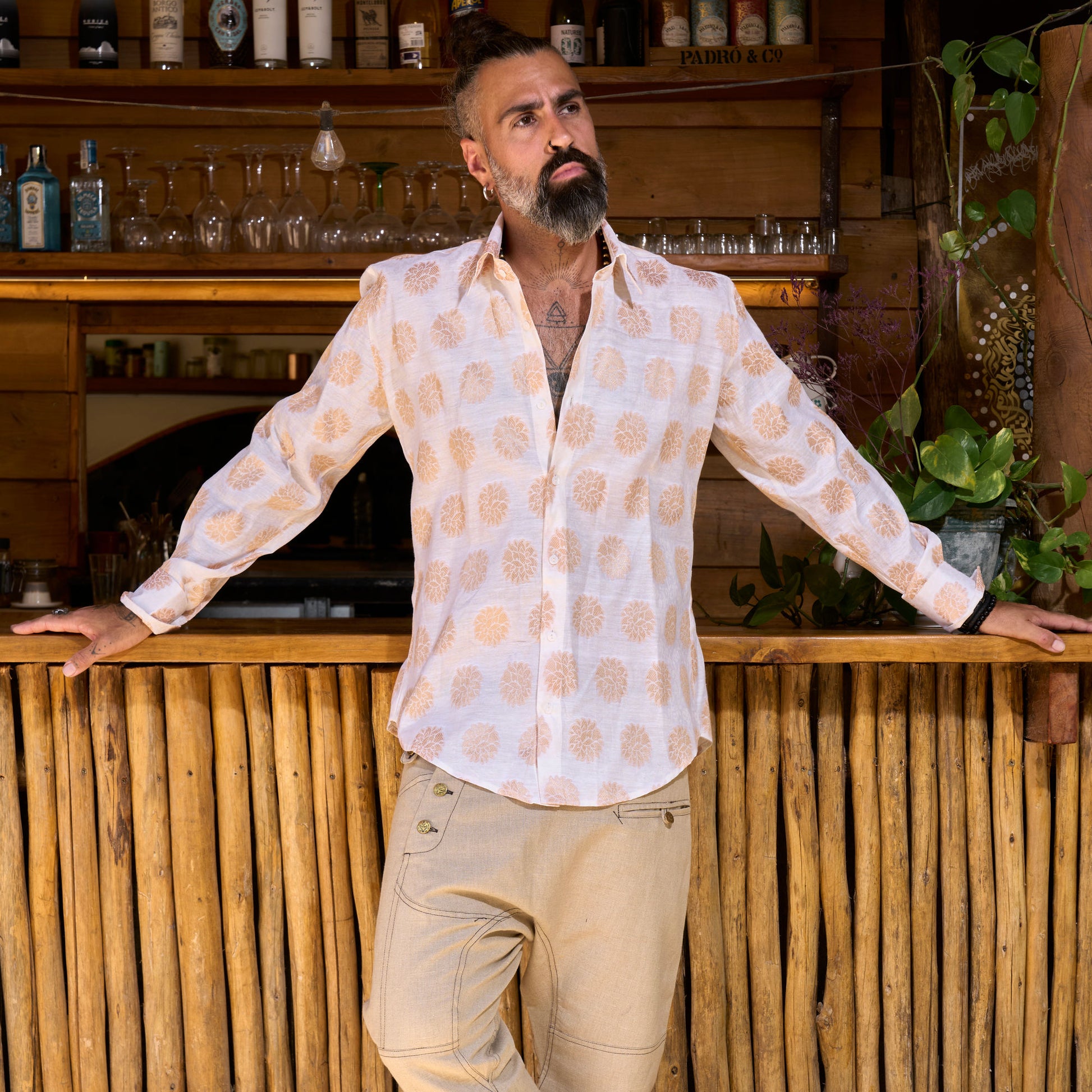 White & Gold Classic Shirt - NAYWAJ Ibiza Shirts