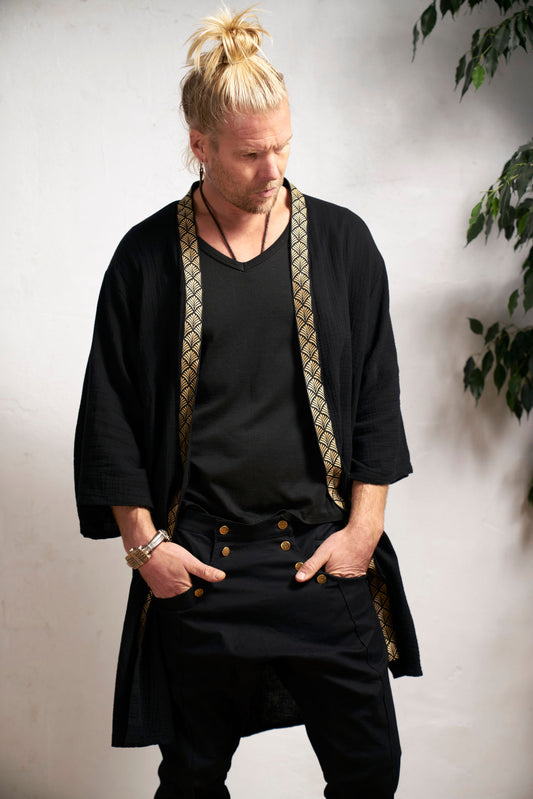 Black Organic  Kimono - NAYWAJ Ibiza Outerwear