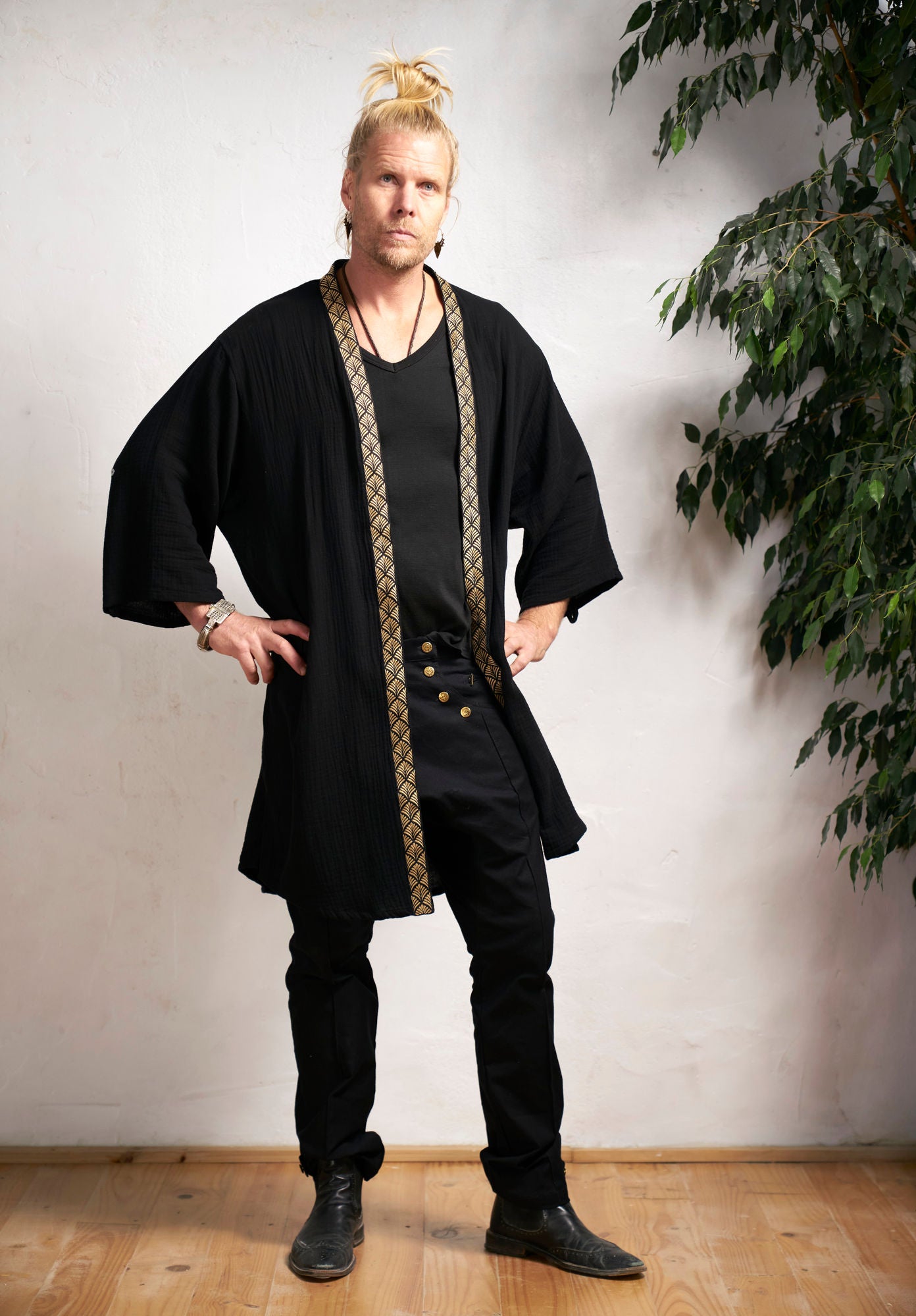 Black Organic  Kimono - NAYWAJ Ibiza Outerwear