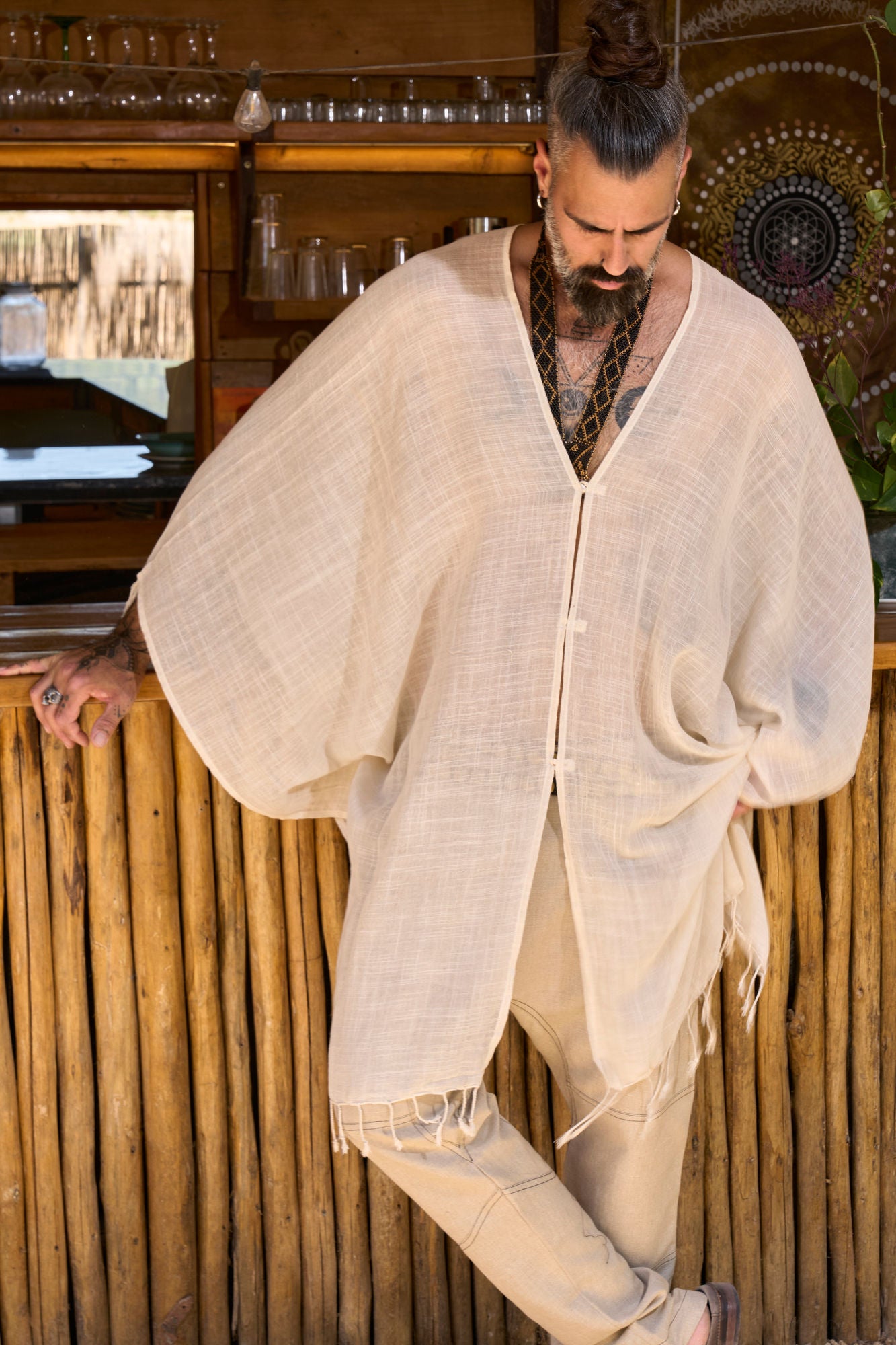Ecru Nara Poncho - NAYWAJ Ibiza Outerwear