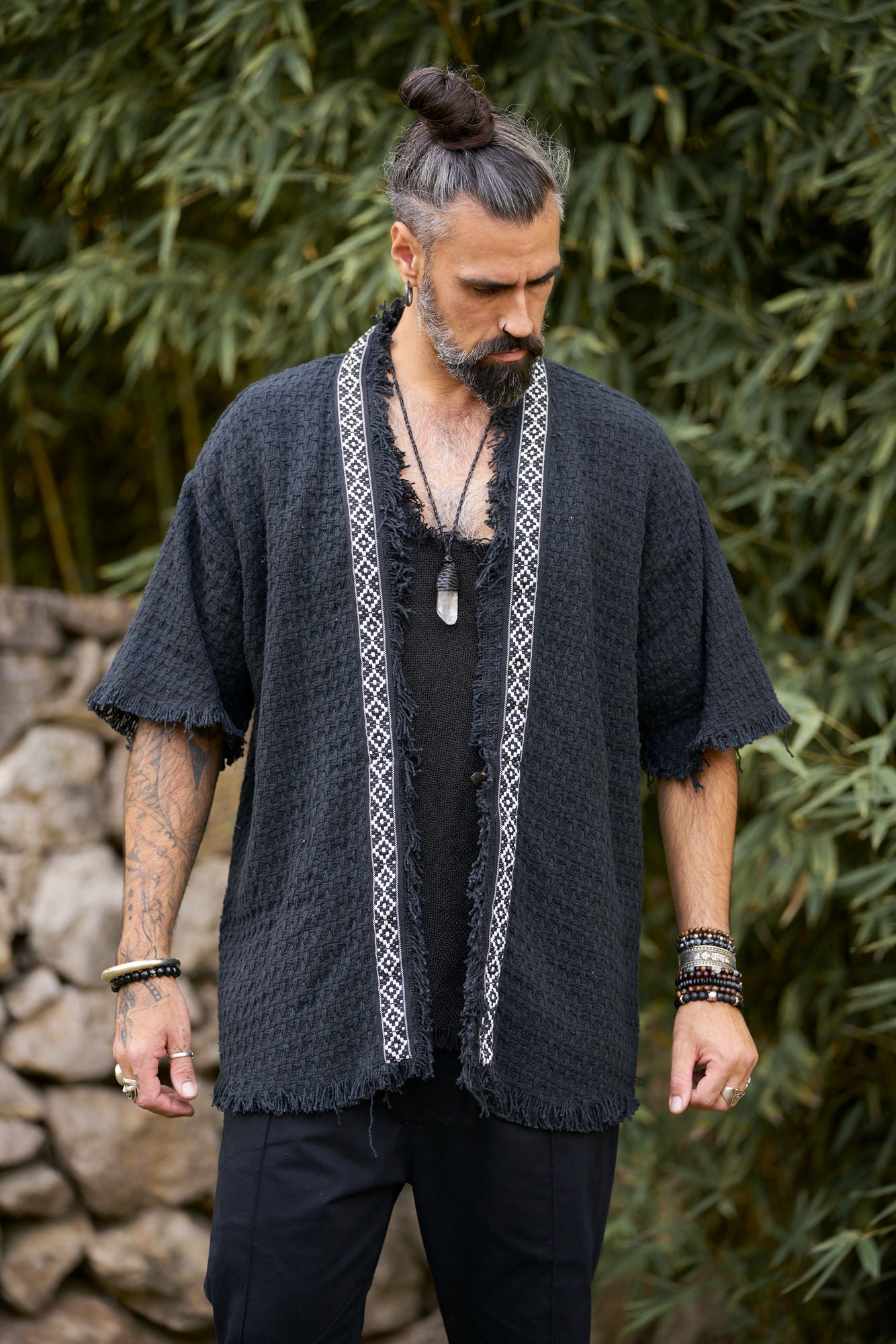 Black Woven Tottem Jacket - NAYWAJ Ibiza Outerwear