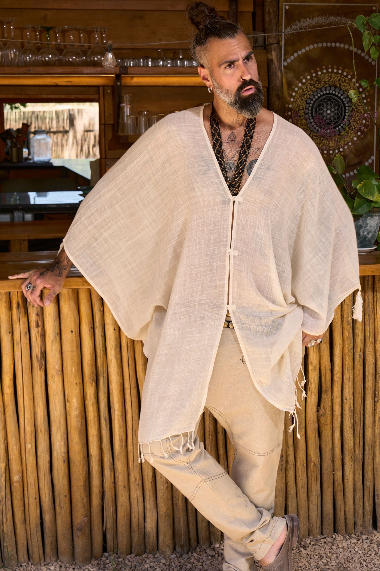 Ecru Nara Poncho - NAYWAJ Ibiza Outerwear