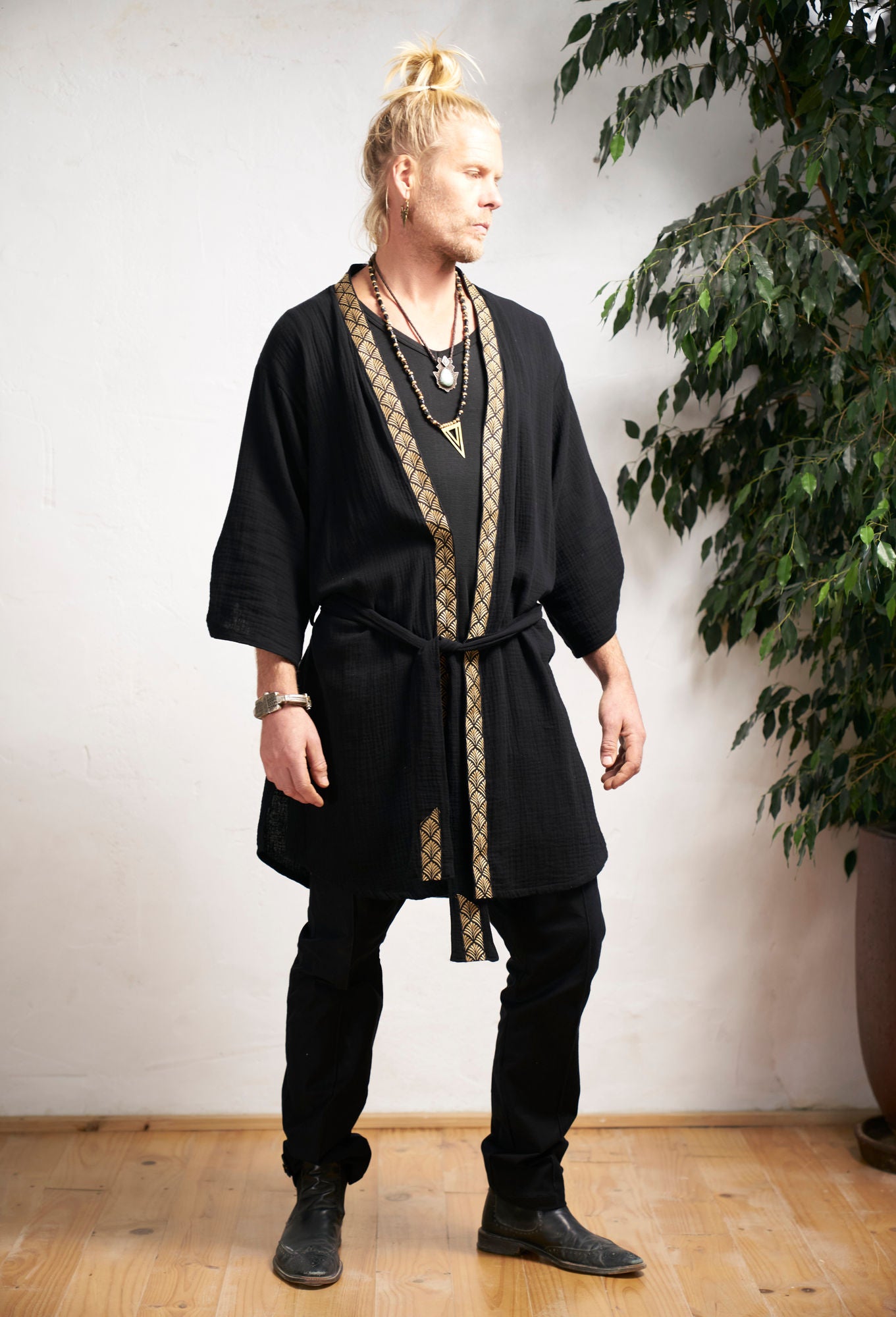 Black Organic  Kimono - NAYWAJ Ibiza Outerwear