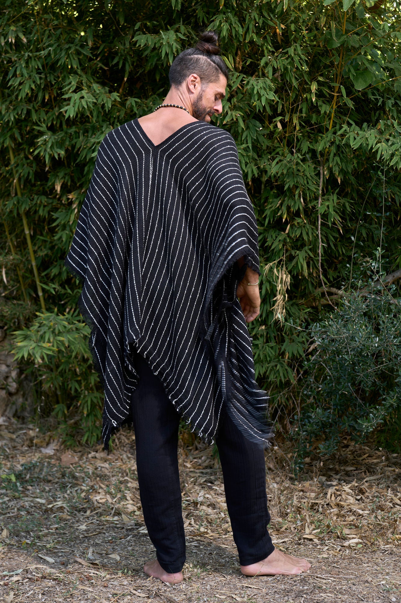 Black Woven Nara Poncho - NAYWAJ Ibiza Outerwear