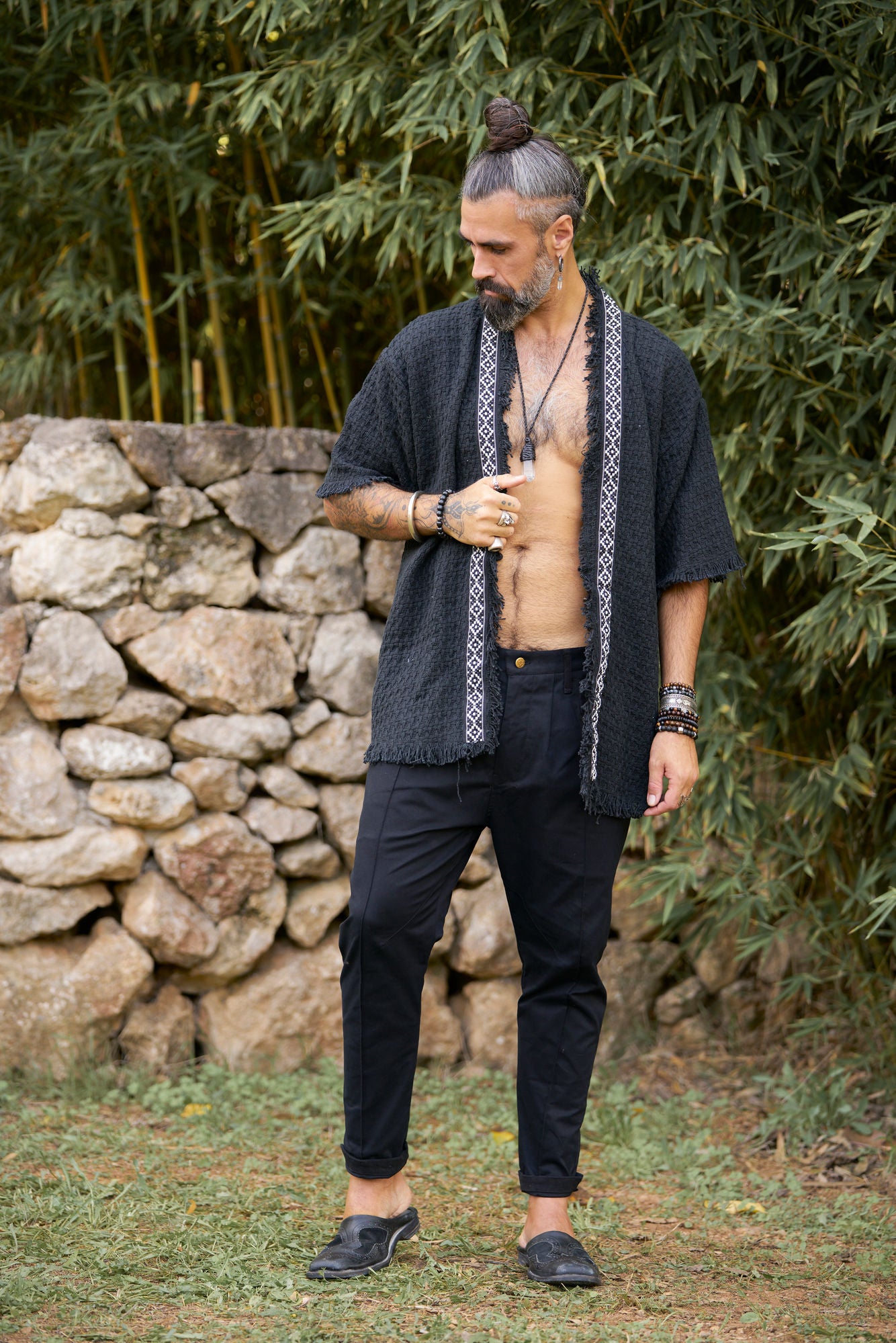 Black Woven Tottem Jacket - NAYWAJ Ibiza Outerwear