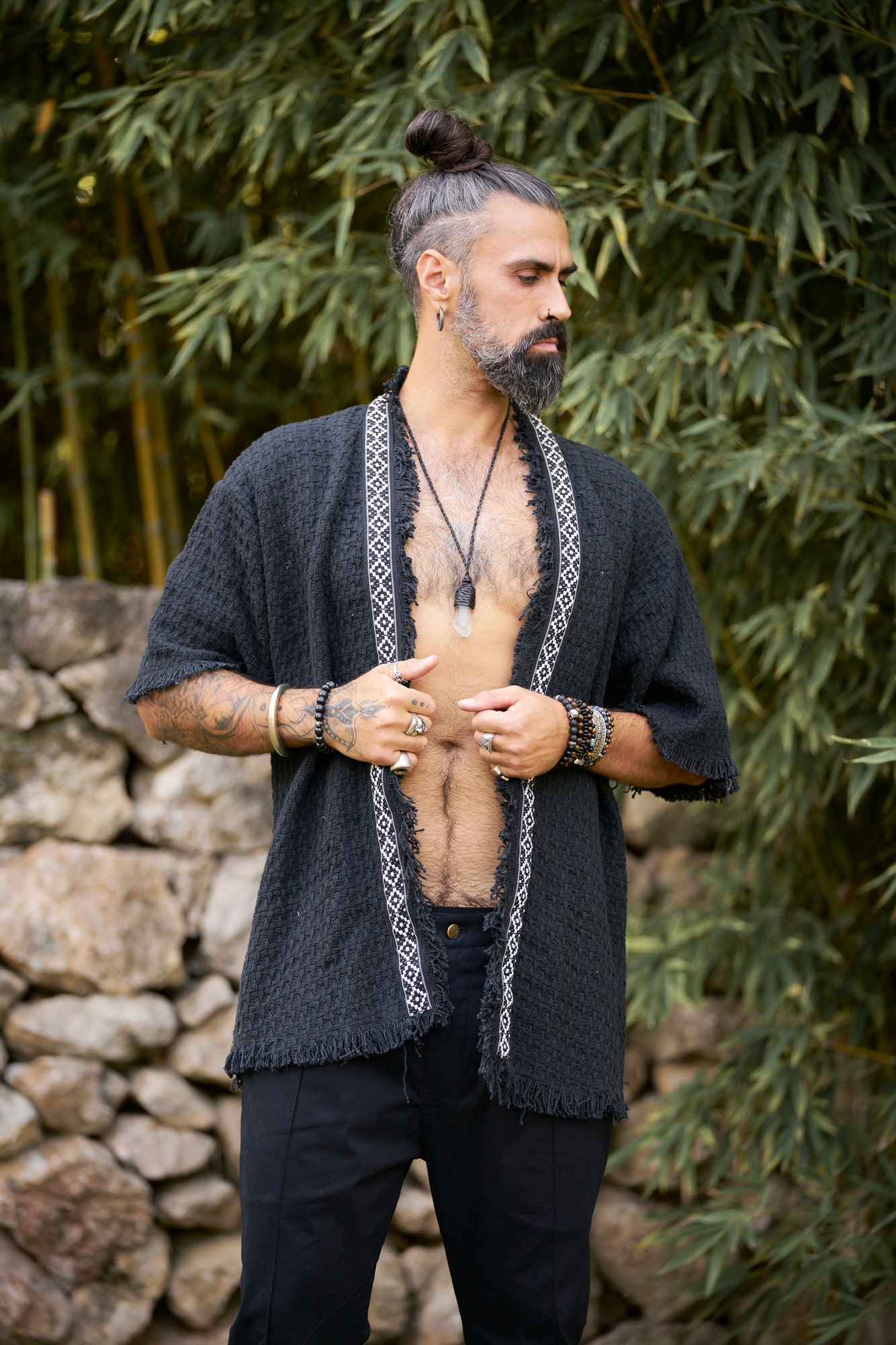 Black Woven Tottem Jacket - NAYWAJ Ibiza Outerwear