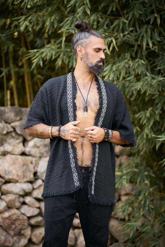 Black Woven Tottem Jacket - NAYWAJ Ibiza Outerwear