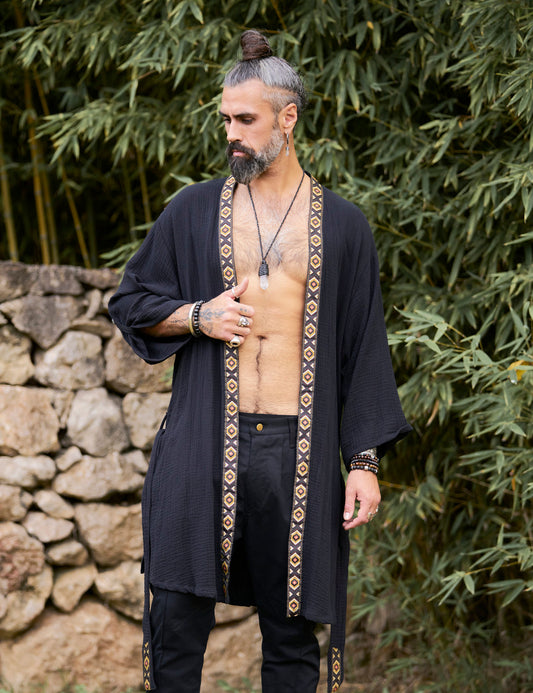 Black Organic  Kimono II - NAYWAJ Ibiza Outerwear