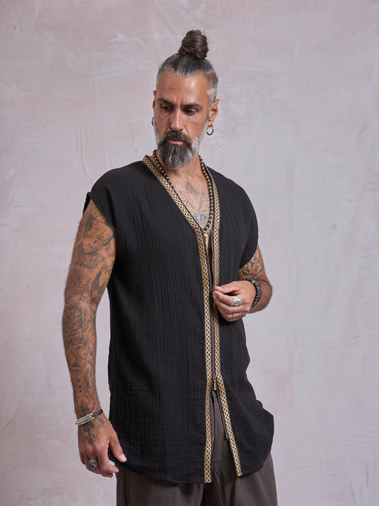 Black & Gold Orus Tunic - image 1