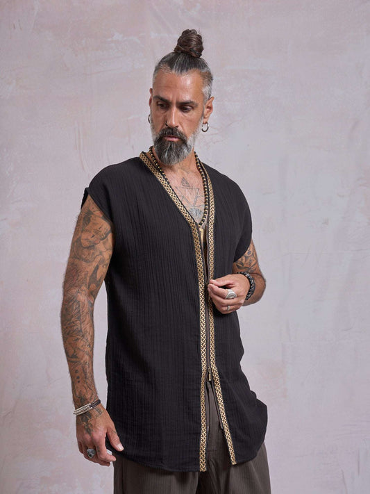 Black & Gold Orus Tunic - image 1