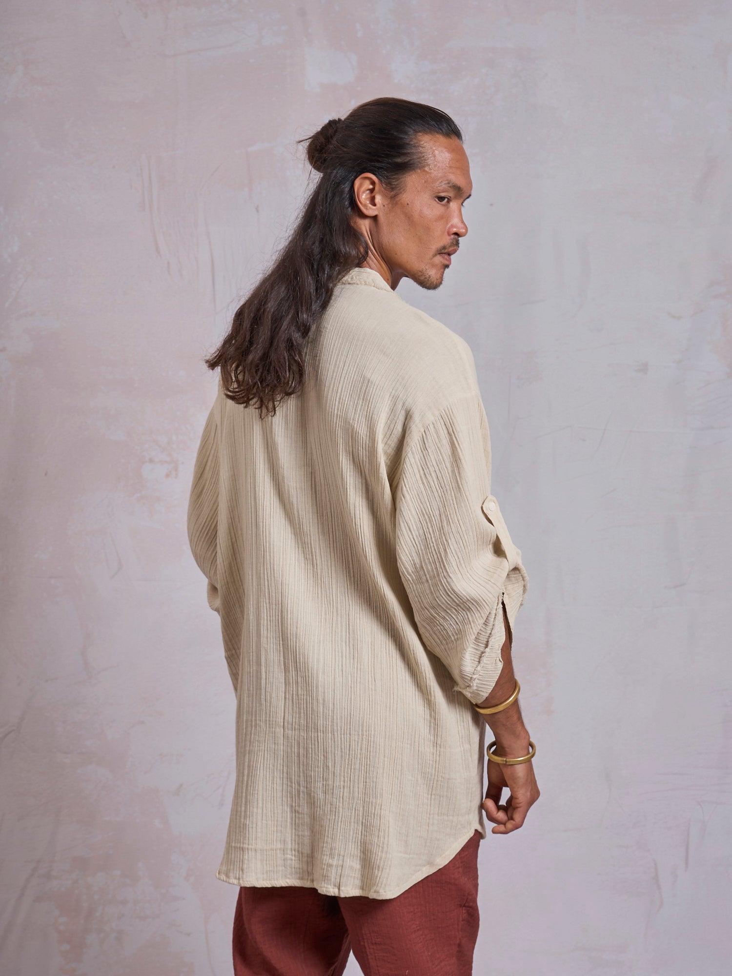 Beige Crepe Zeus Shirt - image 4